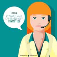 Free vector background of woman in callcenter