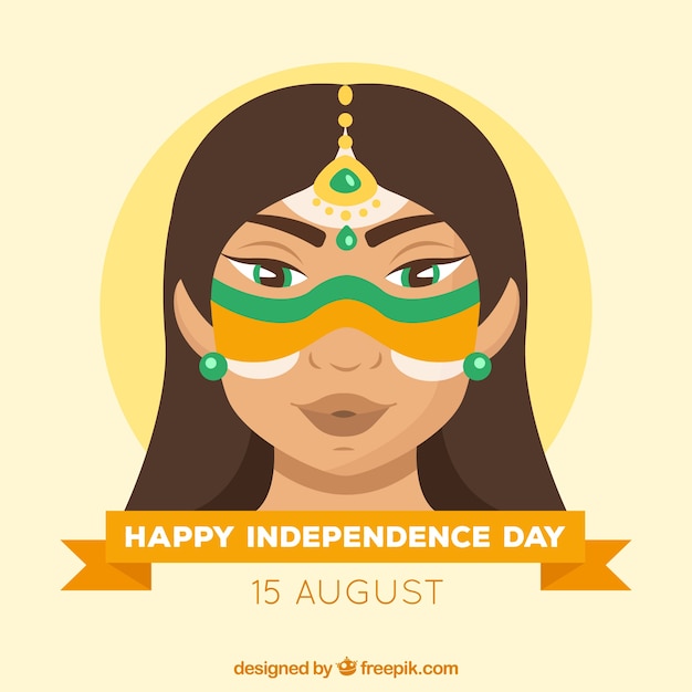 Free vector background of woman celebrating india independence