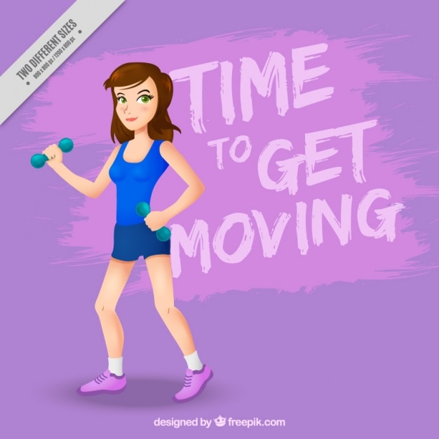 Free vector background of woman doing sport with message