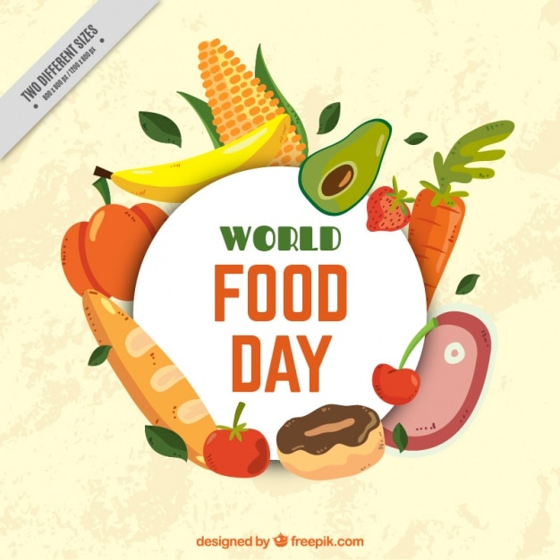 Background of world food day with delicious food