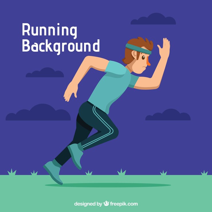 Free Vector background of young woman running in flat design