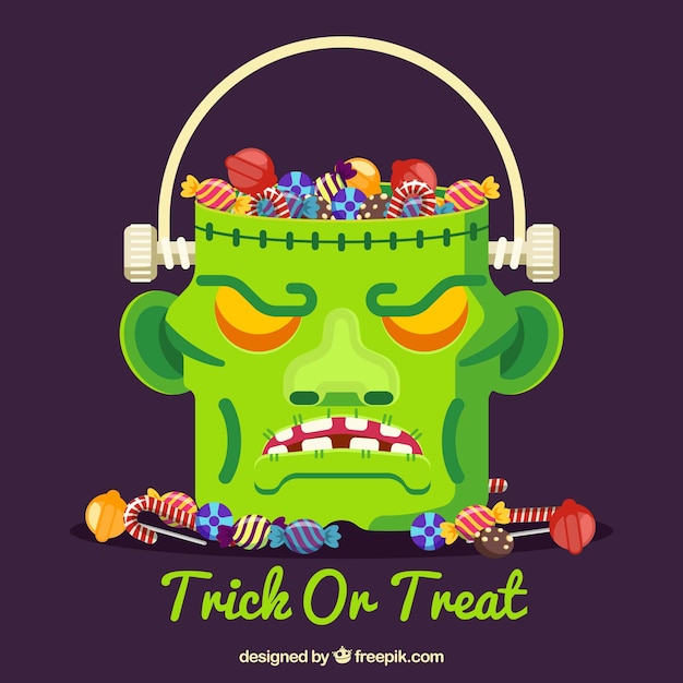 Free vector background of zombie bag with candies