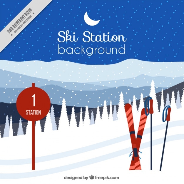 Free vector backgroundo of ski station with accessories