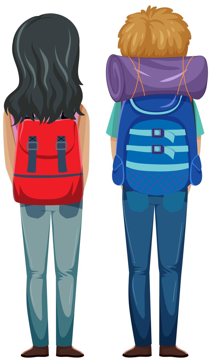 Free Vector backside of couple travelers on white background