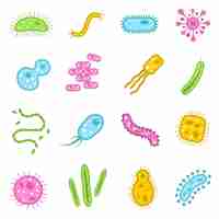 Free vector bacteria icons set