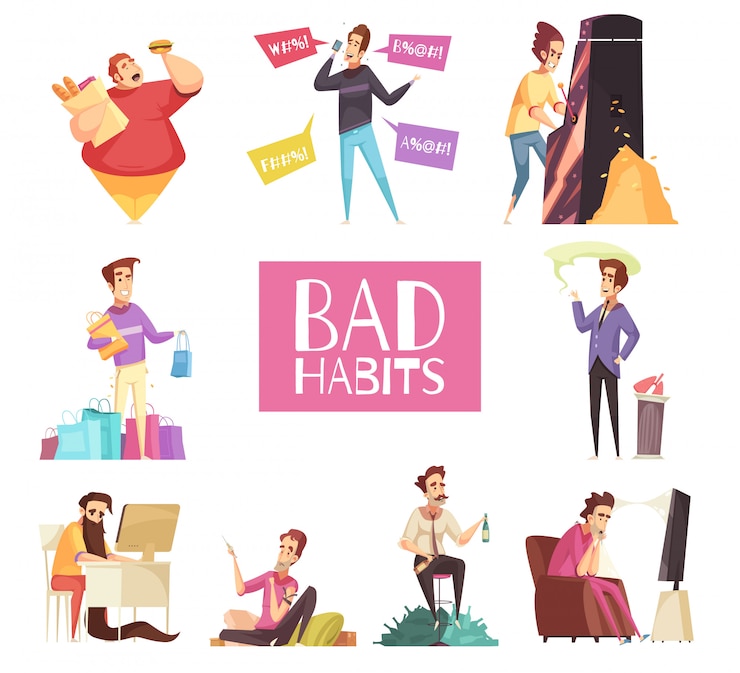 Free Vector bad habits set