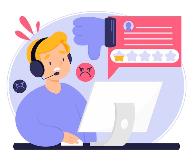 無料ベクター 悪いレビューの概念が示されています