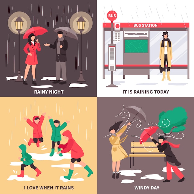 Free vector bad weather concept set