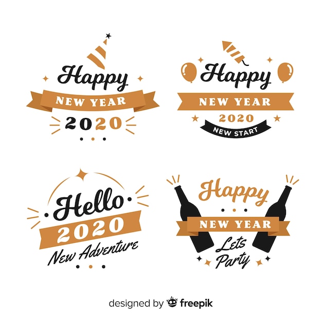 Free vector badge collection of flat design new year