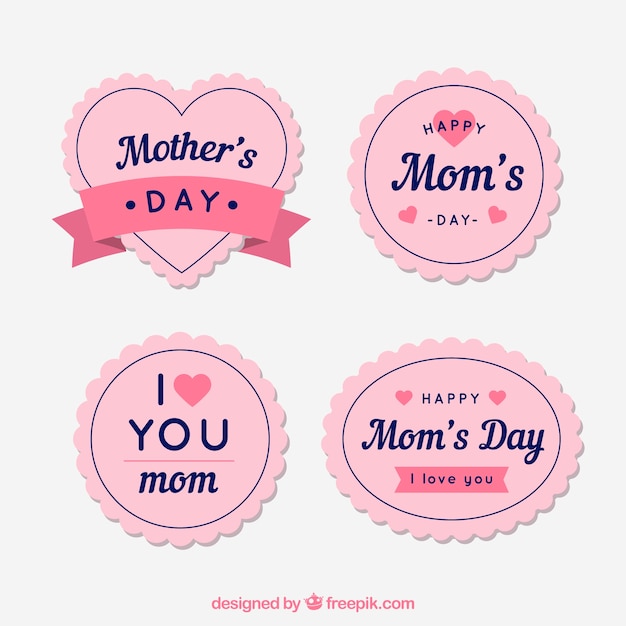 Free vector badge collection for the mother's day in vintage style