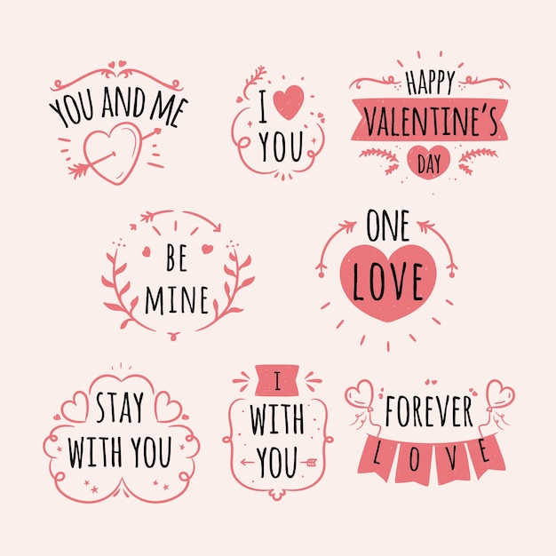 Free vector badge collection for valentine day