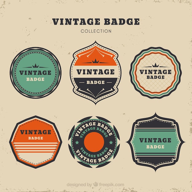 Badge collection with vintage style