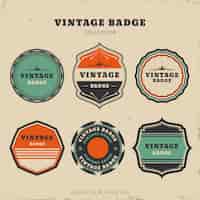 Free vector badge collection with vintage style