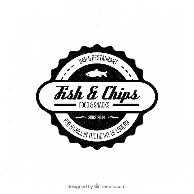 Знак рыба и чипсы Resturant