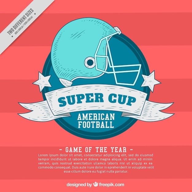 Free vector badge sketch background with football helmet