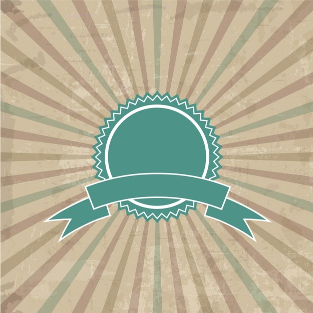 Badge on sunburst background