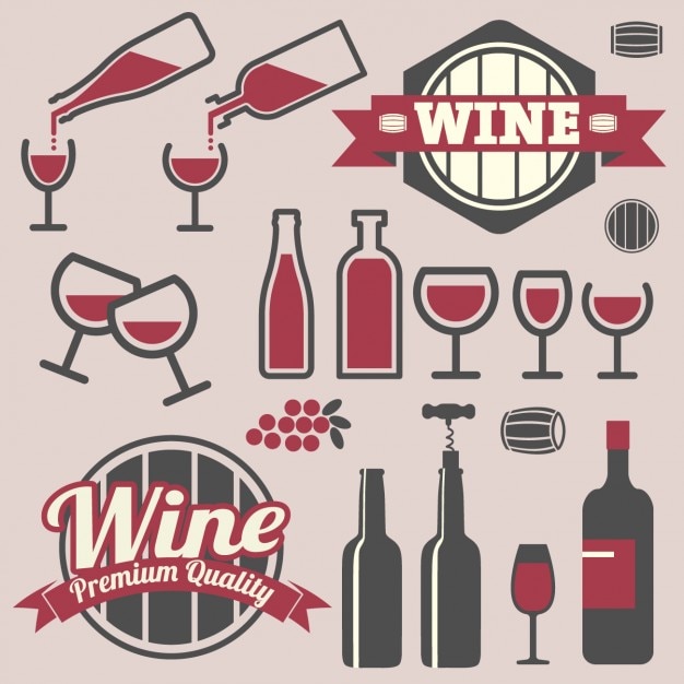 Бесплатное векторное изображение Значки и иконки дизайн вина