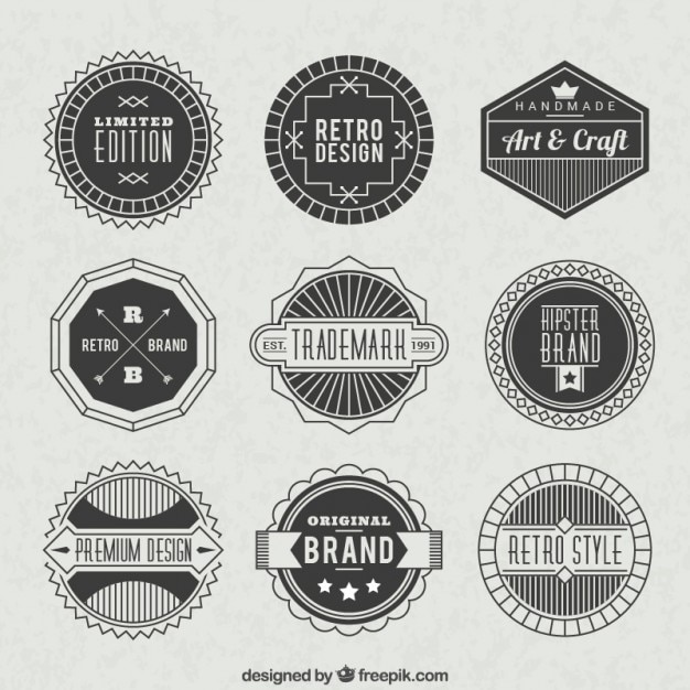 Free vector badges collection in retro style