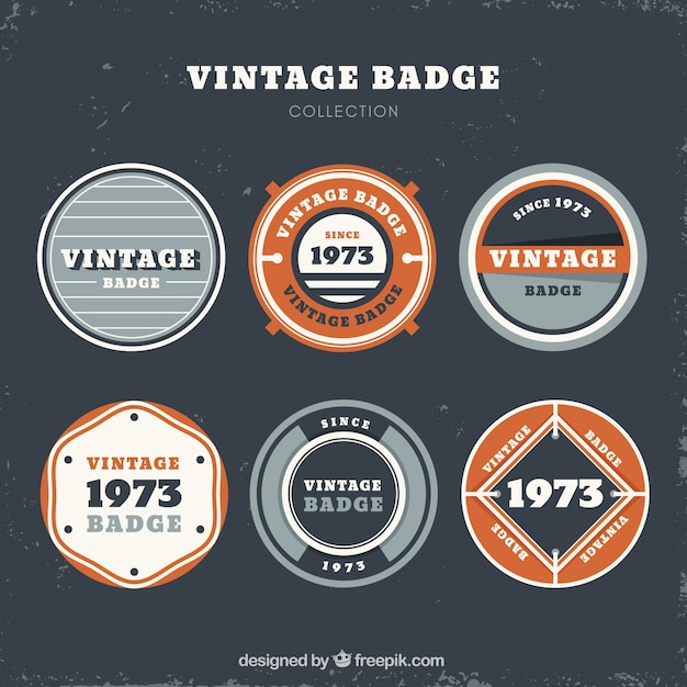 Free vector badges collection in vintage style