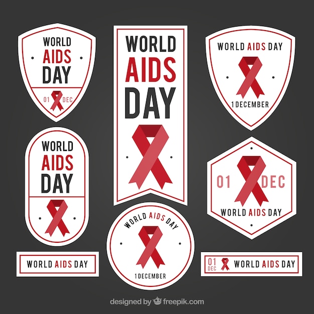 Free vector badges collection of world aids day