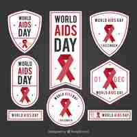 Free vector badges collection of world aids day