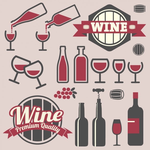 Free vector badges and icons wine design