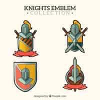 Free vector badges pack of knights shields