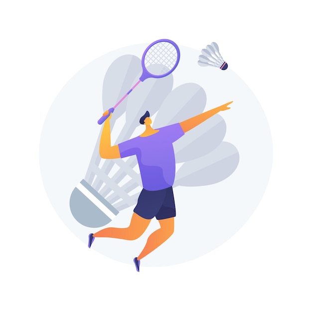 Free vector badminton abstract concept vector illustration. racket sport, outdoor recreational activity, badminton tournament, sporting goods, people playing, club training, competition abstract metaphor.