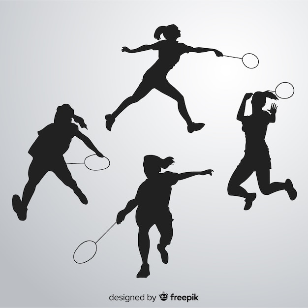 Badminton player silhouette collectio