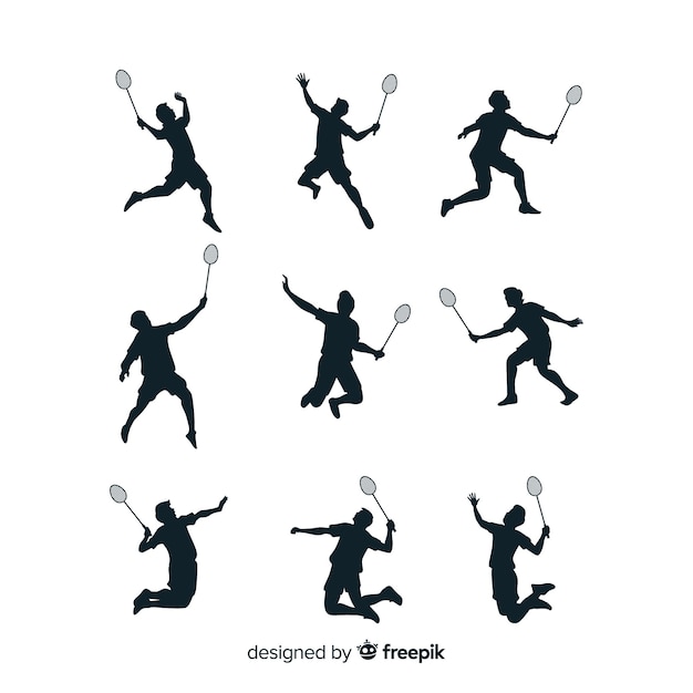 Free vector badminton player silhouette collection