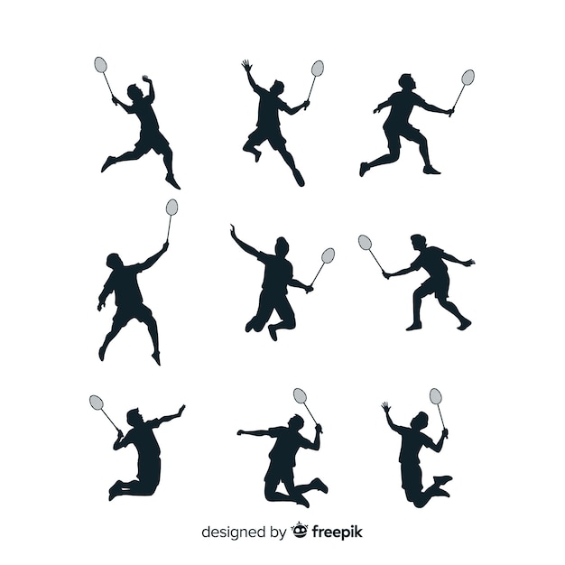 Badminton player silhouette collection
