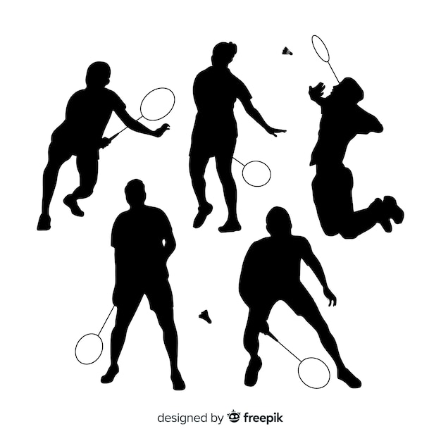 Free vector badminton player silhouette collection