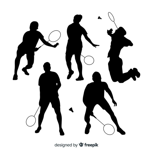 Badminton player silhouette collection