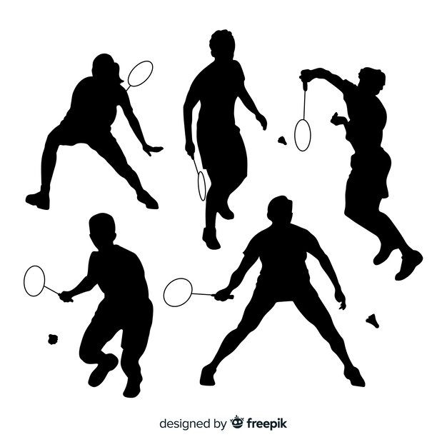 Badminton player silhouette collection