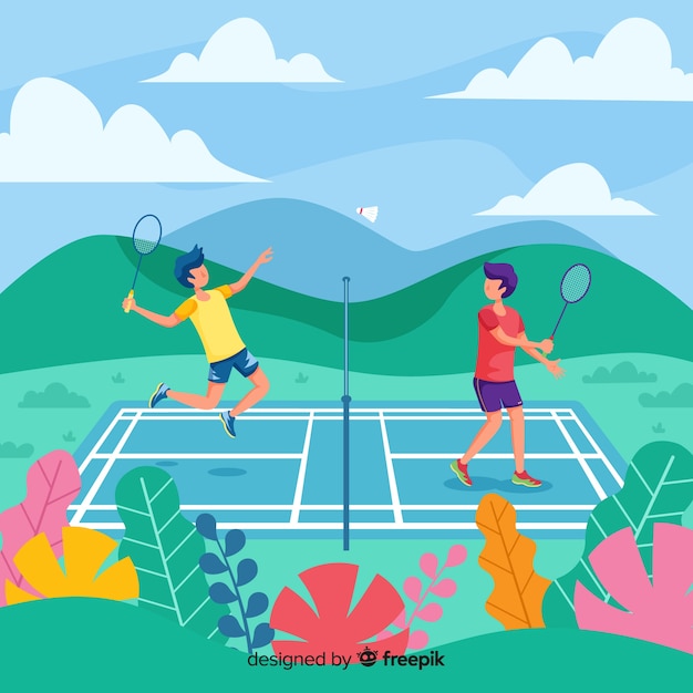 Free vector badminton players