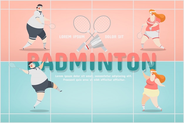 Vettore gratuito disegno di caratteri sportivi badminton