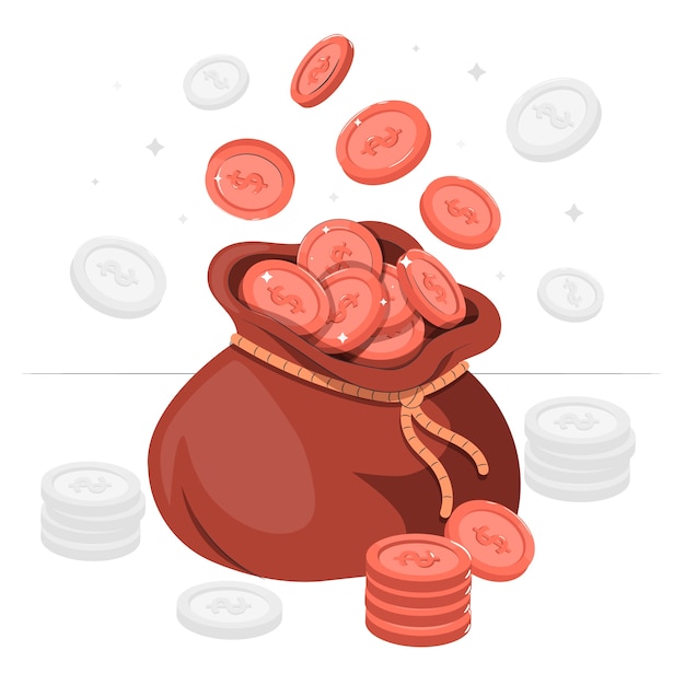 Free vector bag of gold coins concept illustration