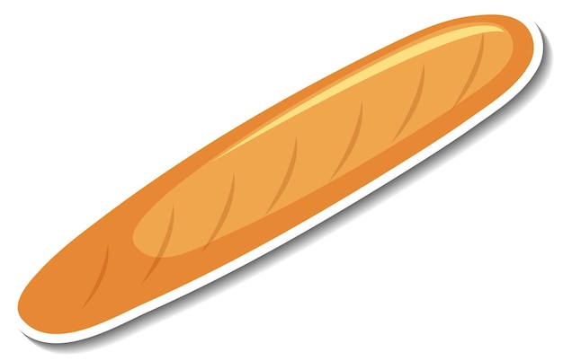 Free vector baguette french bread sticker on white background