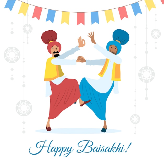 Free vector baisakhi indian festival hand drawn