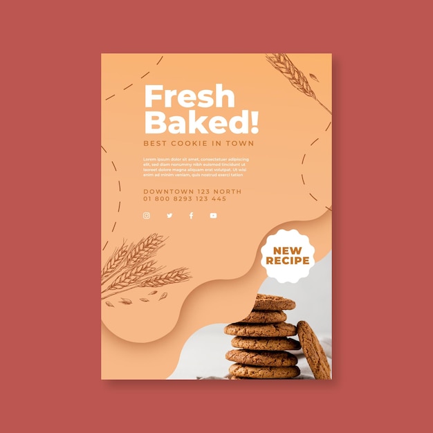 Baked cookies poster template with photo