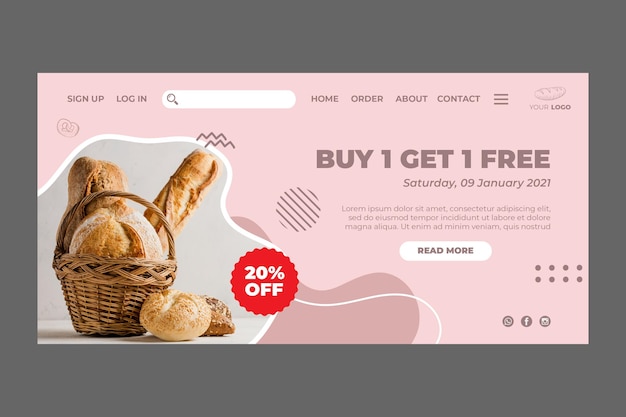 Free vector bakery ad template landing page