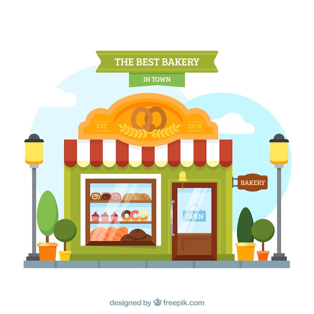 Free vector bakery background in flat style