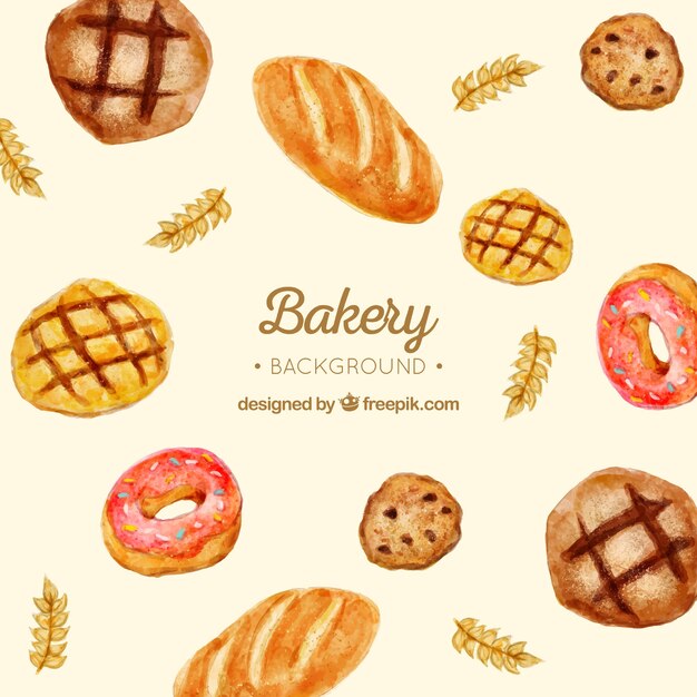 Bakery background in watercolor style