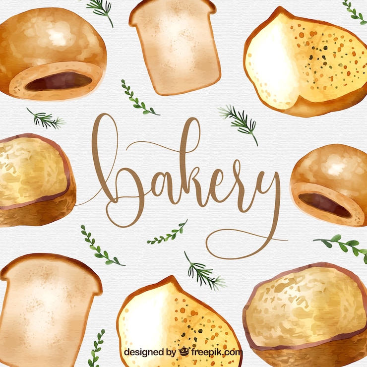 Free Vector bakery background in watercolor style