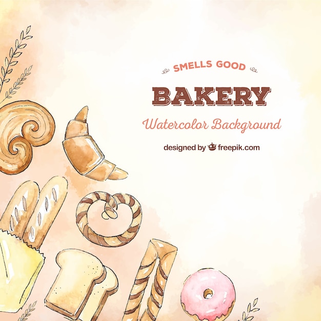 Bakery background in watercolor style