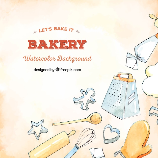 Free vector bakery background in watercolor style