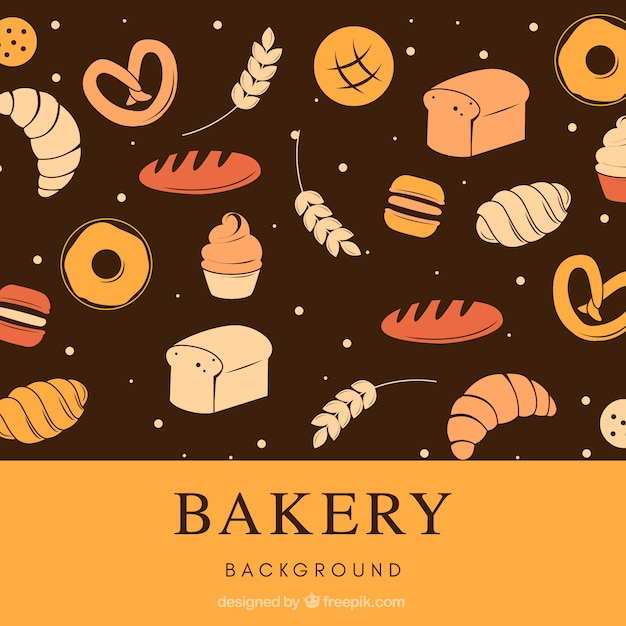 Free vector bakery background with bread in flat style