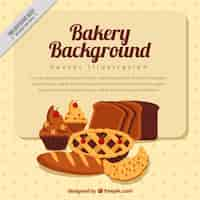 Free vector bakery background with hand drawn delicious baked products