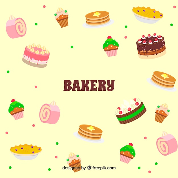 Free vector bakery background with sweets