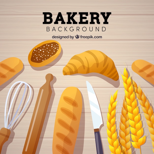 Bakery background with tools in realistic style